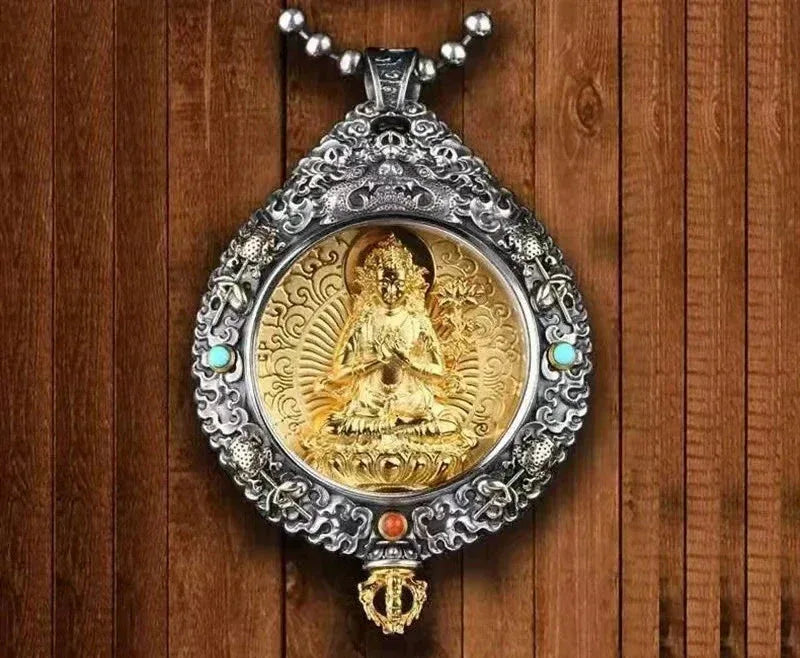 Zodiac Guardian Buddha Pendant - Traditional Cultural Jewelry - Red Leaf Forest