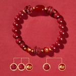 Zodiac Cinnabar Bracelet - Handcrafted Traditional Jewelry - Red Leaf Forest