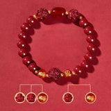 Zodiac Cinnabar Bracelet - Handcrafted Traditional Jewelry - Red Leaf Forest