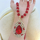 Charming Water Drop Crystal Pendant Necklace - Beautiful and Elegant Pendant - Red Leaf Forest