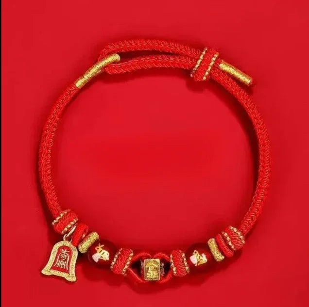Zodiac Red String Bracelet - Year of the Horse 2026 - Red Leaf Forest
