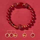 Zodiac Cinnabar Bracelet - Handcrafted Traditional Jewelry - Red Leaf Forest