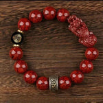 Zodiac Cinnabar Bracelet - Handcrafted Traditional Jewelry - Red Leaf Forest
