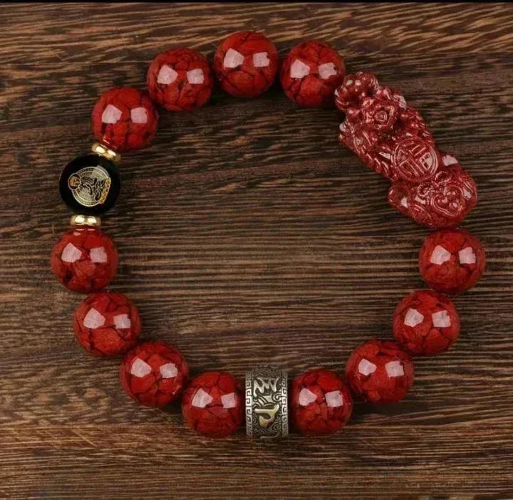 Zodiac Cinnabar Bracelet - Handcrafted Traditional Jewelry - Red Leaf Forest