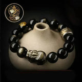 Gold Obsidian Bracelet - Traditional Cultural Jewelry - Red Leaf Forest