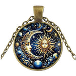 Sun and Moon Goddess Pattern Pendant - Red Leaf Forest