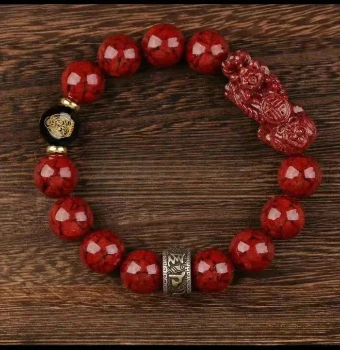 Zodiac Cinnabar Bracelet - Handcrafted Traditional Jewelry - Red Leaf Forest