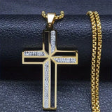 Titanium Steel Cross Pendant Necklace - 30g - Red Leaf Forest