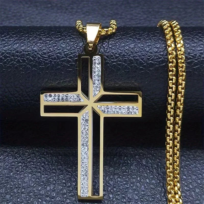 Titanium Steel Cross Pendant Necklace - 30g - Red Leaf Forest