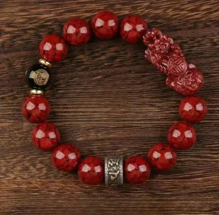 Zodiac Cinnabar Bracelet - Handcrafted Traditional Jewelry - Red Leaf Forest