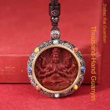 Cinnabar Life-Bearing Buddha Pendant - Red Leaf Forest