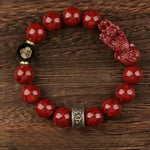 Zodiac Cinnabar Bracelet - Handcrafted Traditional Jewelry - Red Leaf Forest