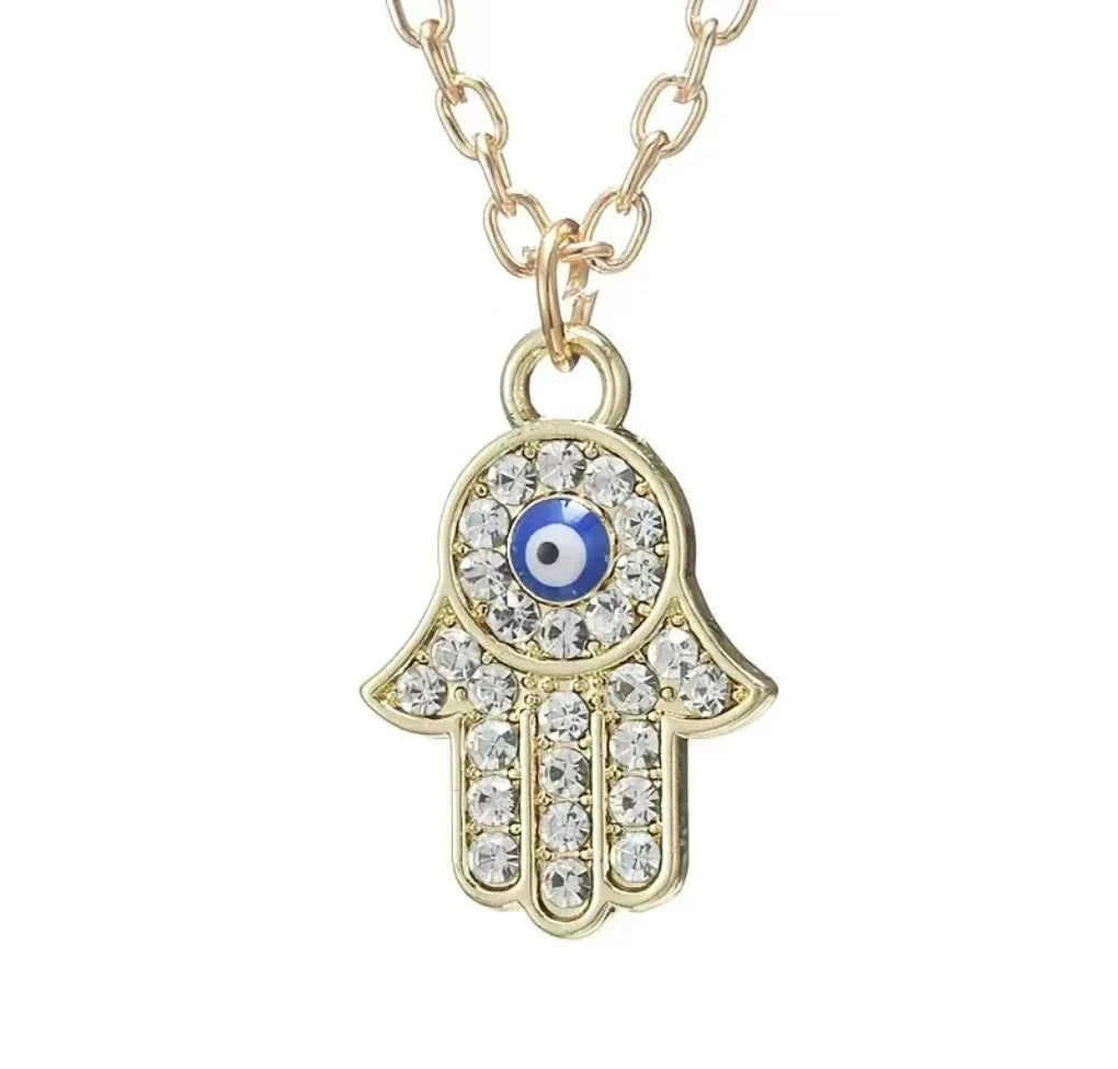 Hamsa Hand Pendant - Traditional Cultural Necklace - Red Leaf Forest