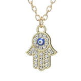 Hamsa Hand Pendant - Alloy Protection Charm Necklace - Red Leaf Forest