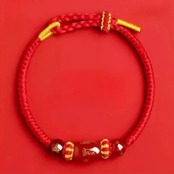 Zodiac Horse Year Red String Bracelet - 2026 Style 2 - Red Leaf Forest