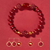 Zodiac Cinnabar Bracelet - Handcrafted Traditional Jewelry - Red Leaf Forest