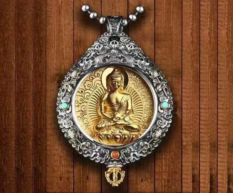 Zodiac Guardian Buddha Pendant - Traditional Cultural Jewelry - Red Leaf Forest