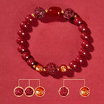 Zodiac Cinnabar Bracelet - Handcrafted Traditional Jewelry - Red Leaf Forest
