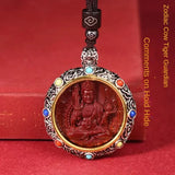 Cinnabar Life-Bearing Buddha Pendant - Red Leaf Forest