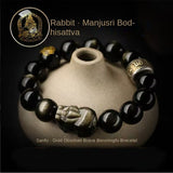 Pixiu Wealth Bracelet - Gold Obsidian Three Blessings