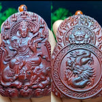 Chinese Zodiac Sandalwood Pendant - Handcrafted Traditional Jewelry - Red Leaf Forest