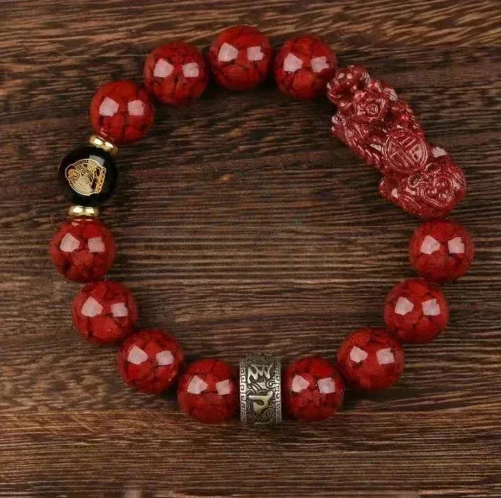 Zodiac Cinnabar Bracelet - Handcrafted Traditional Jewelry - Red Leaf Forest