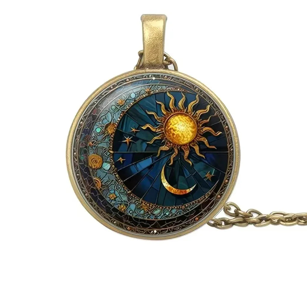 Sun and Moon Goddess Pattern Pendant - Red Leaf Forest