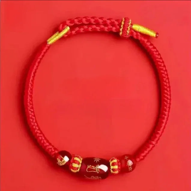Zodiac Horse Year Red String Bracelet - 2026 Style 2 - Red Leaf Forest