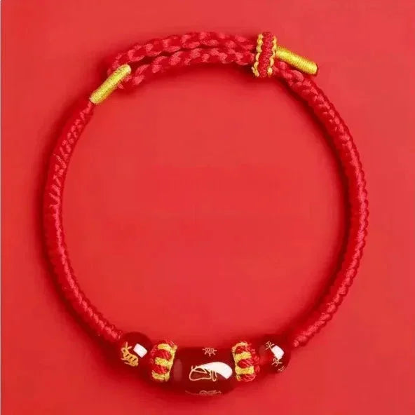 Zodiac Horse Year Red String Bracelet - 2026 Style 2 - Red Leaf Forest