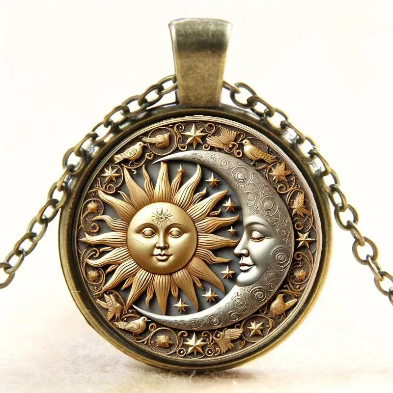 Sun and Moon Goddess Pattern Pendant - Red Leaf Forest