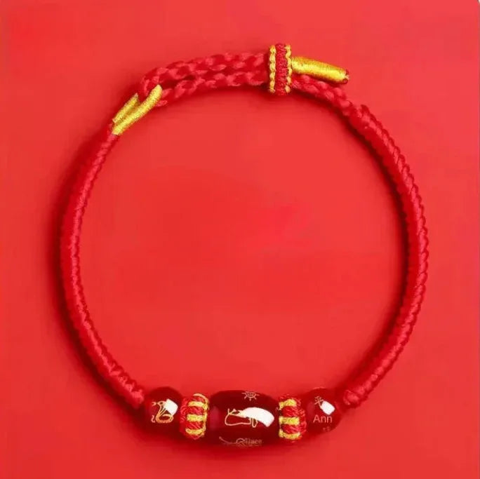 Zodiac Horse Year Red String Bracelet - 2026 Style 2 - Red Leaf Forest