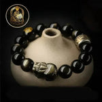 Gold Obsidian Bracelet - Traditional Cultural Jewelry - Red Leaf Forest