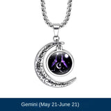 Zodiac Constellation Moon Necklace - Glow in Dark Pendant for All 12 Signs