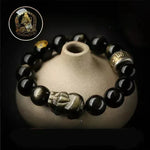Gold Obsidian Bracelet - Traditional Cultural Jewelry - Red Leaf Forest