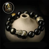 Gold Obsidian Bracelet - Traditional Cultural Jewelry - Red Leaf Forest