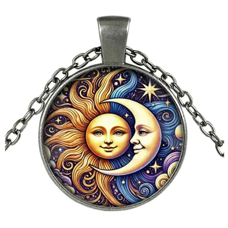 Sun and Moon Goddess Pattern Pendant - Red Leaf Forest