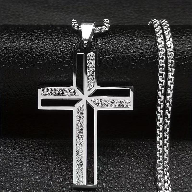 Titanium Steel Cross Pendant Necklace - 30g - Red Leaf Forest