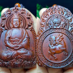 Chinese Zodiac Sandalwood Pendant - Handcrafted Traditional Jewelry - Red Leaf Forest