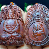 Chinese Zodiac Sandalwood Pendant - Handcrafted Traditional Jewelry - Red Leaf Forest