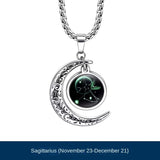 Zodiac Constellation Moon Necklace - Glow in Dark Pendant for All 12 Signs