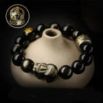 Gold Obsidian Bracelet - Traditional Cultural Jewelry - Red Leaf Forest