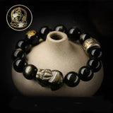Gold Obsidian Bracelet - Traditional Cultural Jewelry - Red Leaf Forest