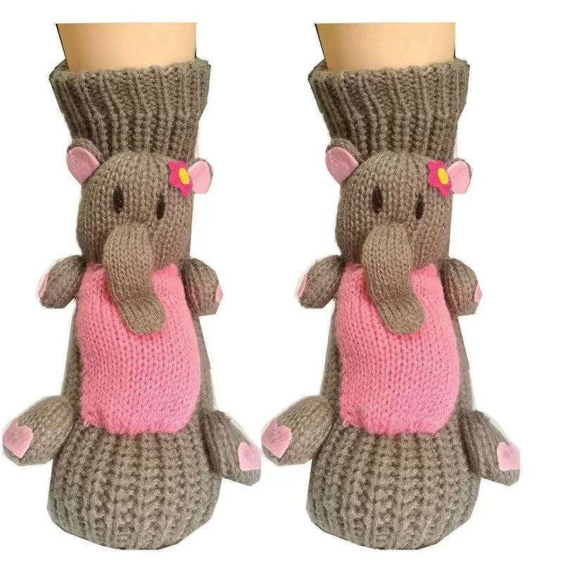 Christmas Winter Warm Socks - Gray Elephant Design