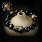 Gold Obsidian Bracelet - Traditional Cultural Jewelry - Red Leaf Forest