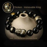 Pixiu Wealth Bracelet - Gold Obsidian Three Blessings