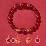 Zodiac Cinnabar Bracelet - Handcrafted Traditional Jewelry - Red Leaf Forest