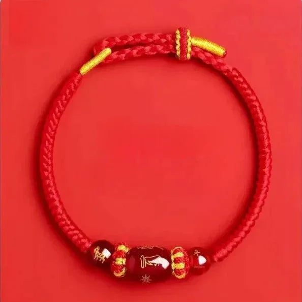 Zodiac Horse Year Red String Bracelet - 2026 Style 2 - Red Leaf Forest