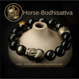 Pixiu Wealth Bracelet - Gold Obsidian Three Blessings