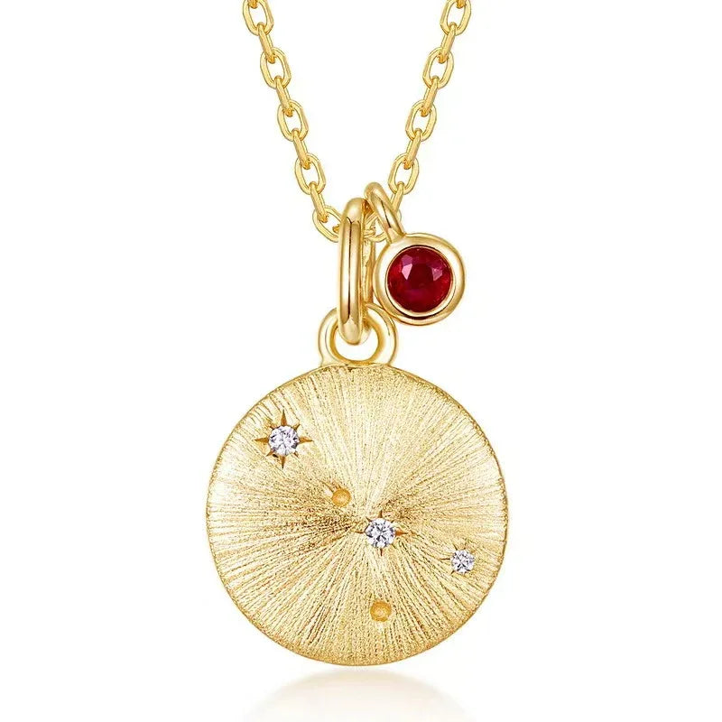 925 Silver The Twelve Zodiac Signs Pendant - Red Leaf Forest