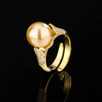 Elegant Pearl Ring - Classic Design - Red Leaf Forest